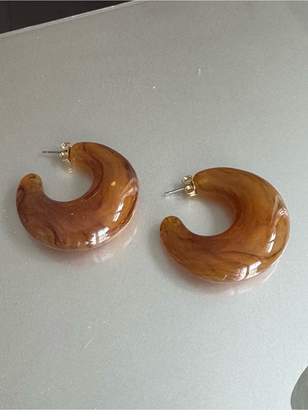 Sezane Brown Resin Hoop Earrings